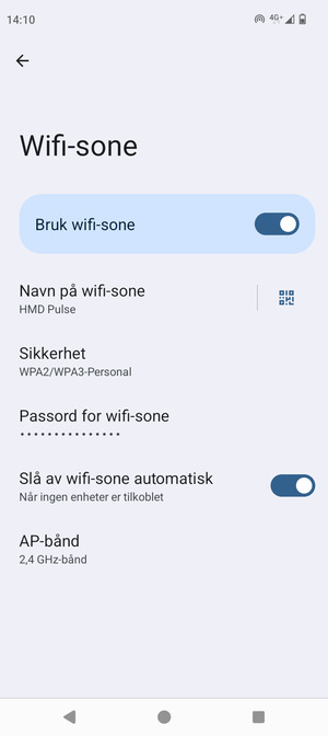 Telefonen din er konfigurert for bruk som et modem