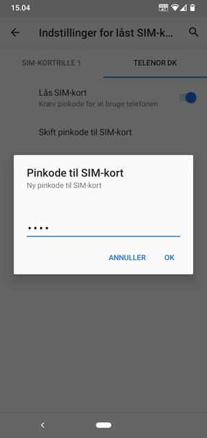 Indtast din Ny pinkode til SIM-kort og vælg OK