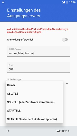 Wählen Sie Keiner und WEITER