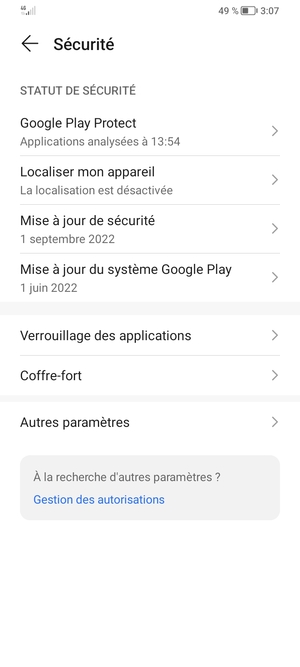 Sélectionnez Autres paramètres