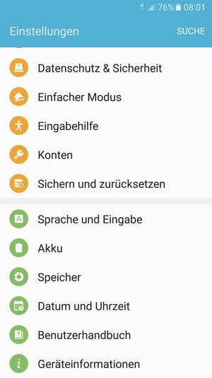 Scrollen Sie und wählen Sie Geräteinformationen