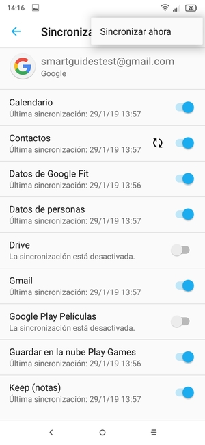 Seleccione Sincronizar ahora