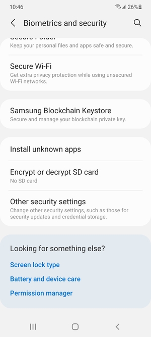 Scroll to and select Other security settings