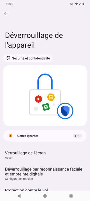 Sélectionnez Verrouillage de l'ecran