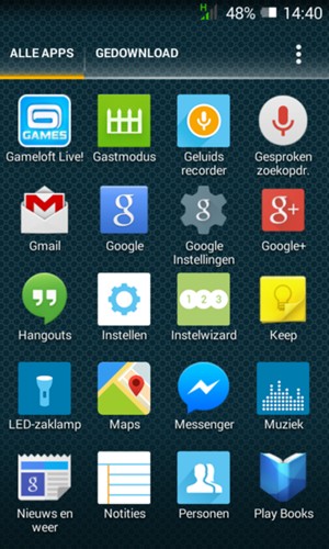 Scroll naar en selecteer Instellen