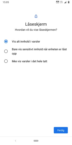 Velg ønsket alternativ og velg Ferdig