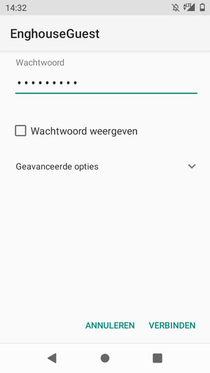 Voer het WiFi-wachtwoord in en selecteer VERBINDEN