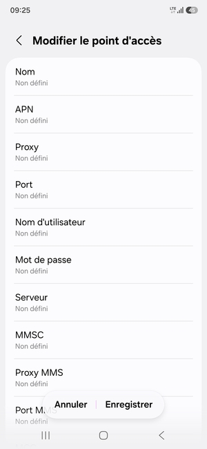 Saisissez les informations Internet