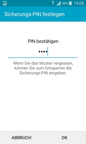 Bestätigen Sie Ihre Sicherungs-PIN und wählen Sie OK