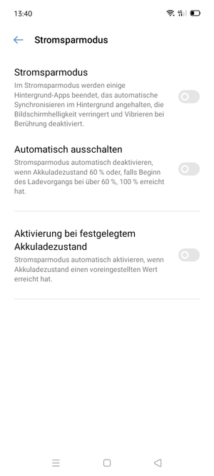 Schalten Sie Stromsparmodus ein