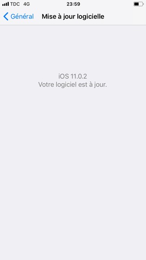 Si votre iPhone est à jour, vous verrez l'écran suivant.