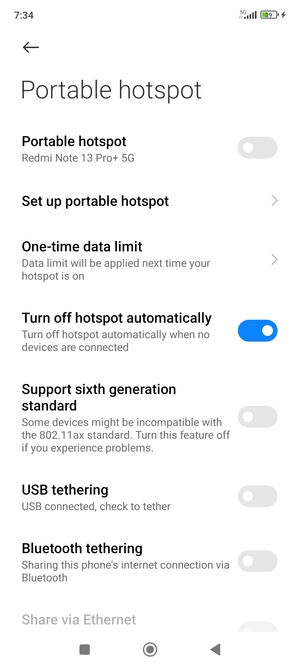 Select Set up portable hotspot