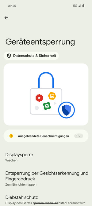Wählen Sie Displaysperre