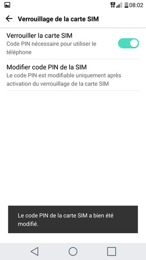 Votre code PIN de la carte SIM a été modifié