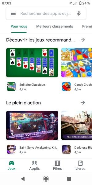 Sélectionnez la barre de Recherche