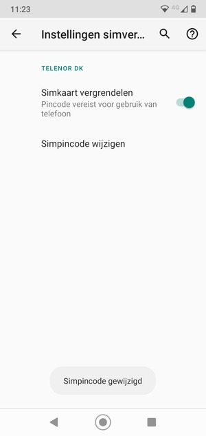 Uw simpincode is gewijzigd