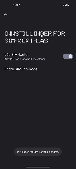 Din PIN-kode for SIM-kort er endret
