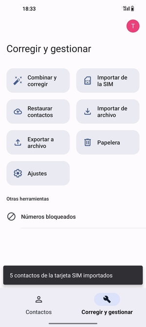 Sus contactos se guardarán en su cuenta de Google y se guardarán en su teléfono la próxima vez que Google sea sincronizado.