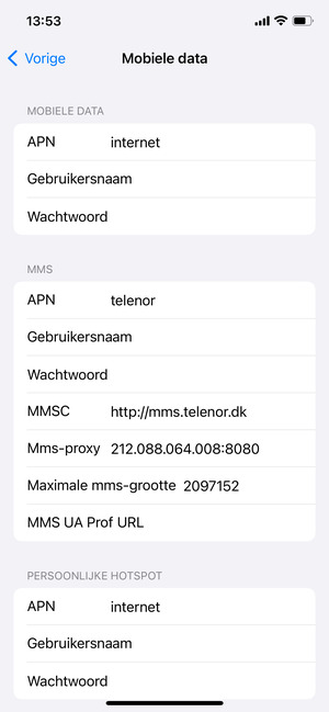 Voer mms-gegevens in