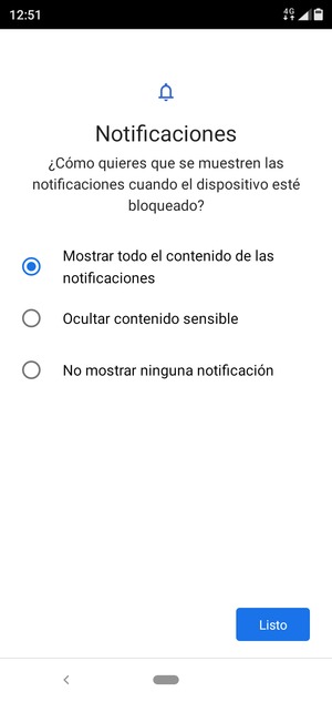 Seleccione la opción deseada y seleccione Listo
