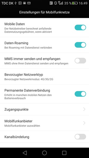 Schalten Sie Daten-Roaming an oder aus