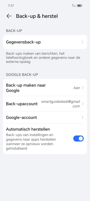 Selecteer Back-upaccount