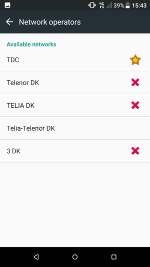 Select a network operator from the list