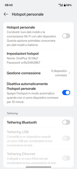 Seleziona Impostazioni hotspot