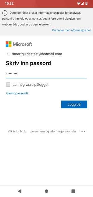 Skriv inn passord og velg Logg på
