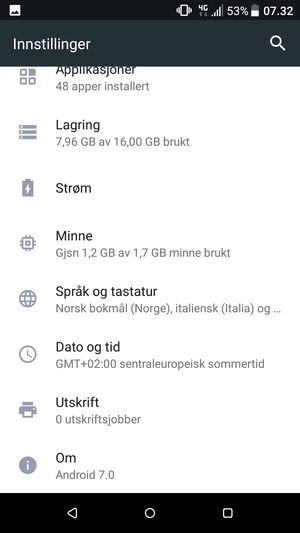 Bla til og velg Om