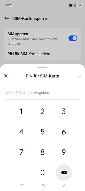 Bestätigen Sie Ihre neue PIN für SIM-Karte und wählen Sie OK
