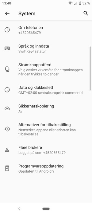 Velg Sikkerhetskopiering