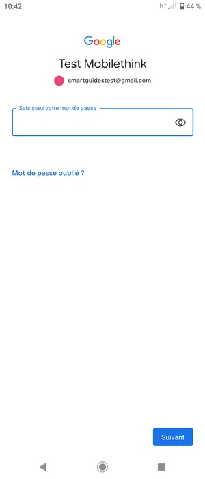 Saisissez votre mot de passe Gmail et sélectionnez Suivant