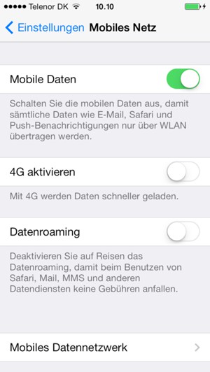 Deaktivieren Sie 4G aktivieren