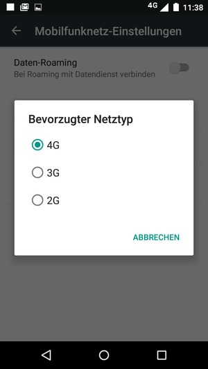 Wählen Sie die gewünschte Option