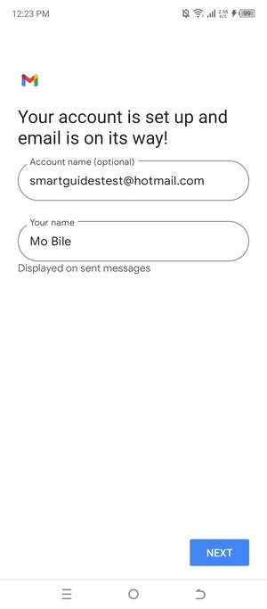 Give your account a name and enter your name. Select NEXT