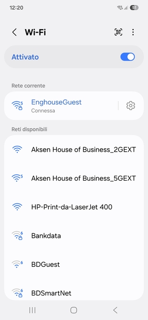 Ora sei connesso alla rete Wi-Fi