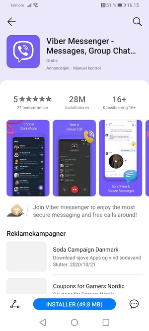 Vælg INSTALLER
