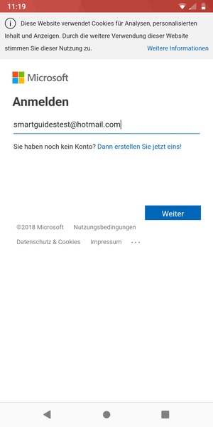Geben Sie Ihre E-Mail-Adresse ein und wählen Sie Weiter