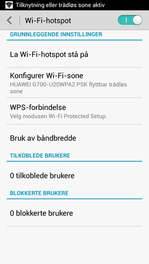 Telefonen din er konfigurert for bruk som et modem
