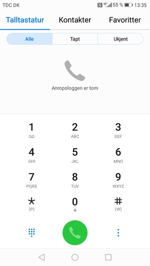 Trykk og hold inne nummer 1