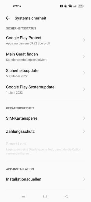 Scrollen Sie und wählen Sie  SIM-Kartensperre