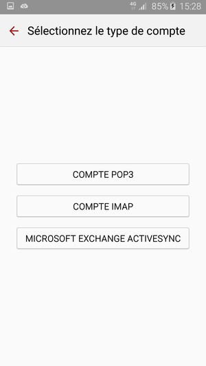 Sélectionnez COMPTE POP3 ou COMPTE IMAP