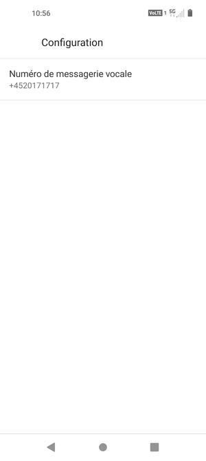 Sélectionnez Numéro de messagerie vocale