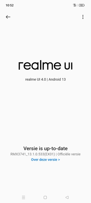 Als uw telefoon up-to-date is, zult u het volgende scherm zien