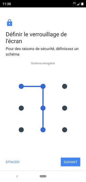 Dessinez un motif de déverrouillage et sélectionnez SUIVANT
