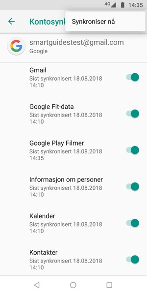 Velg Synkroniser nå