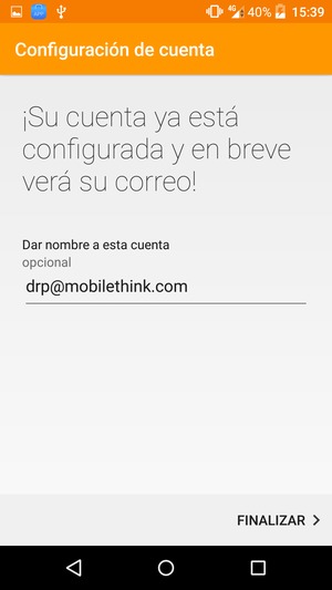 Déle a su cuenta un nombre y seleccione FINALIZAR