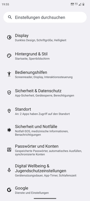 Scrollen Sie und wählen Sie Standort