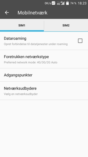 For at skifte netværk, hvis der opstår netværksproblemer, vælg Netværksudbydere